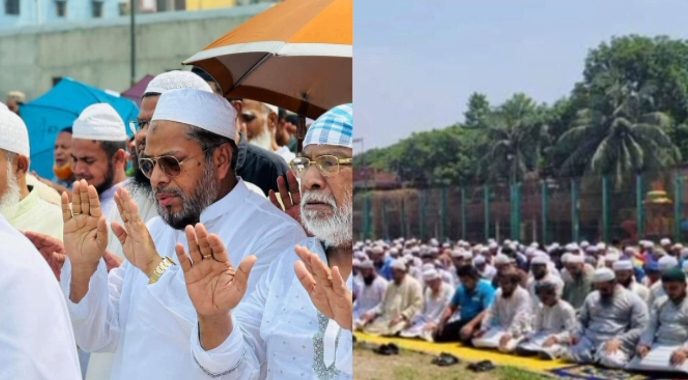 সারাদেশে তীব্রদাহ থেকে রক্ষায় বৃষ্টি কামনায় রাজধানীর যাত্রাবাড়ীর মাতুয়াইল ঈদগাঁ ময়দানে ইস্তিসতিকার নামাজ আদায় হাজারো মুসল্লী।