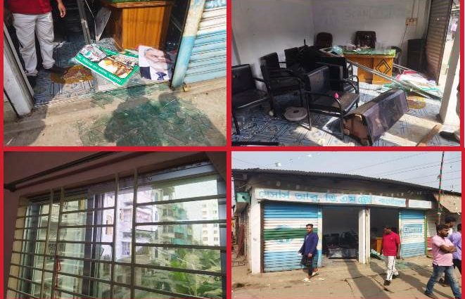 সিদ্ধিরগঞ্জে কৃষকদলের অফিস ভাঙচুর, বাসা-বাড়িতে হামলা, রাতভর ধারালো অস্ত্র হাতে মহড়া